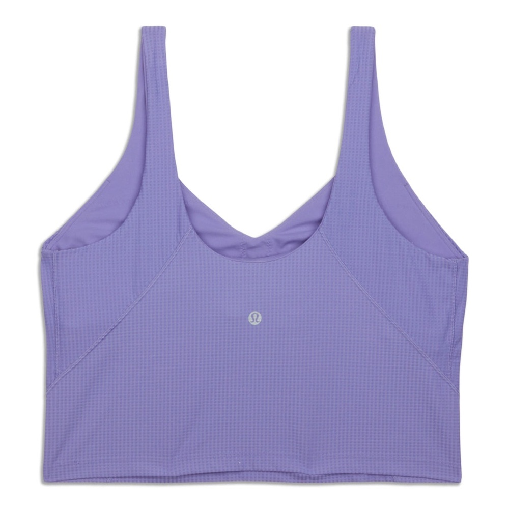 Lululemon Women’s Scoop Neck Yoga Tank Top Sz 6 Dark Lavender Grid Pattern - Picture 4 of 4